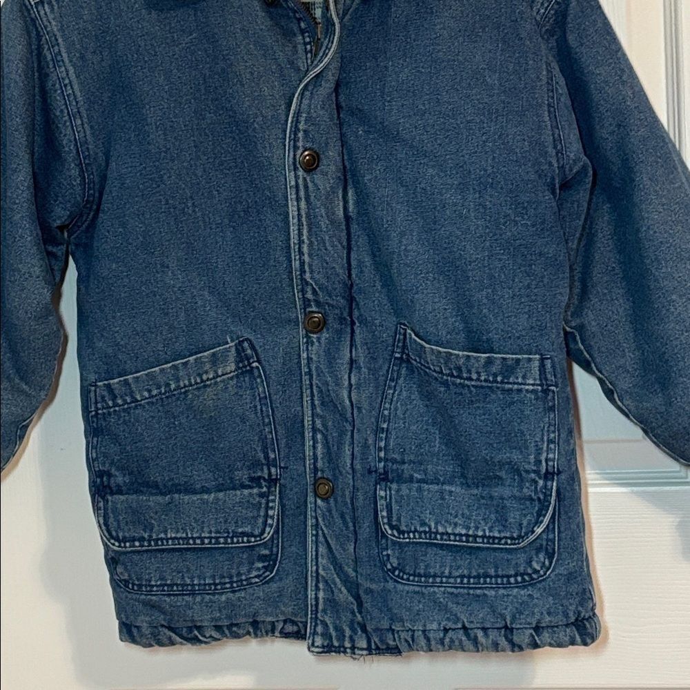 Warm Denim Jacket with Beige Corduroy Collar, XS - Picture 3 of 13
